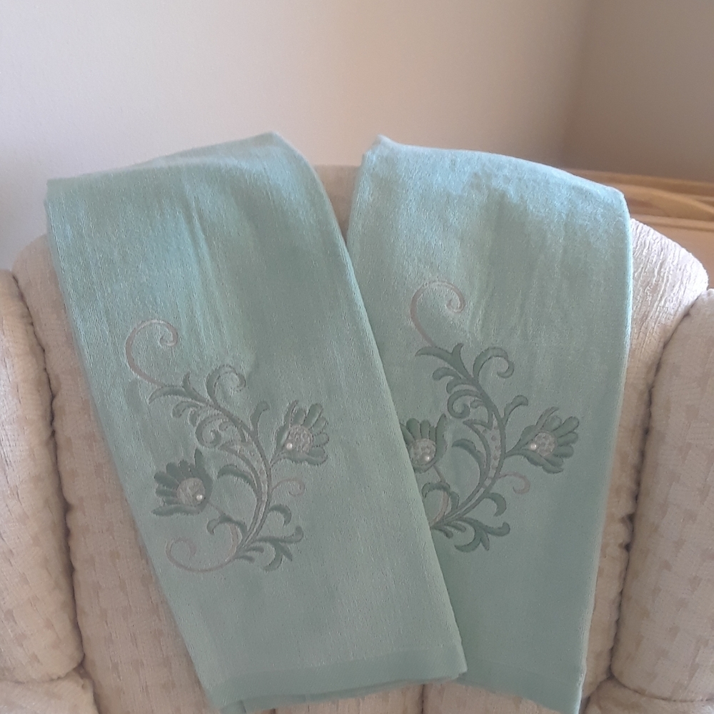 The Avanti Look Aqua Cotton Bath Towels Set of 2